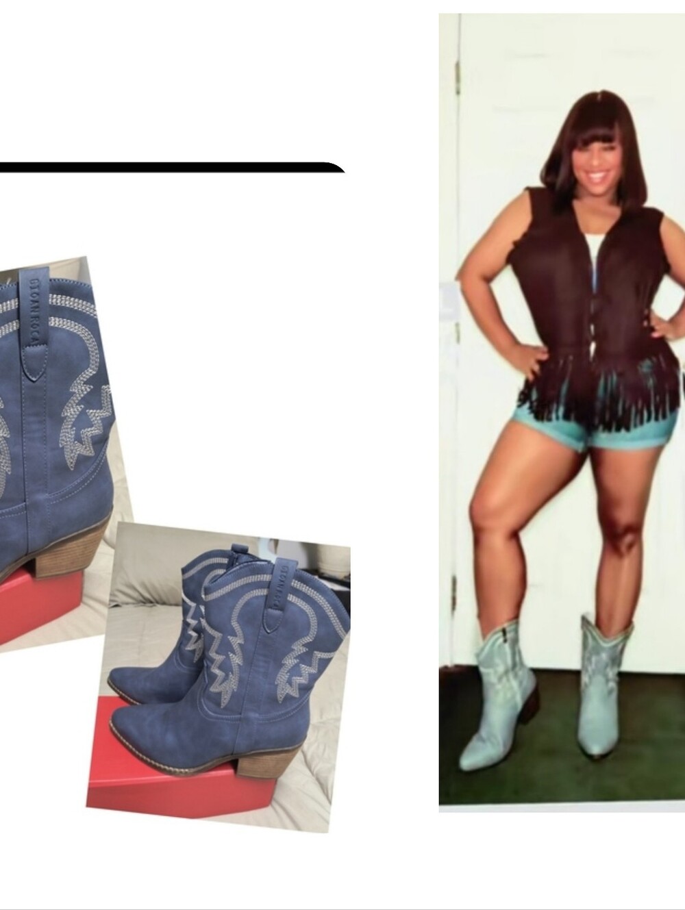 Gioan Roca Blue Western Ankle Boots